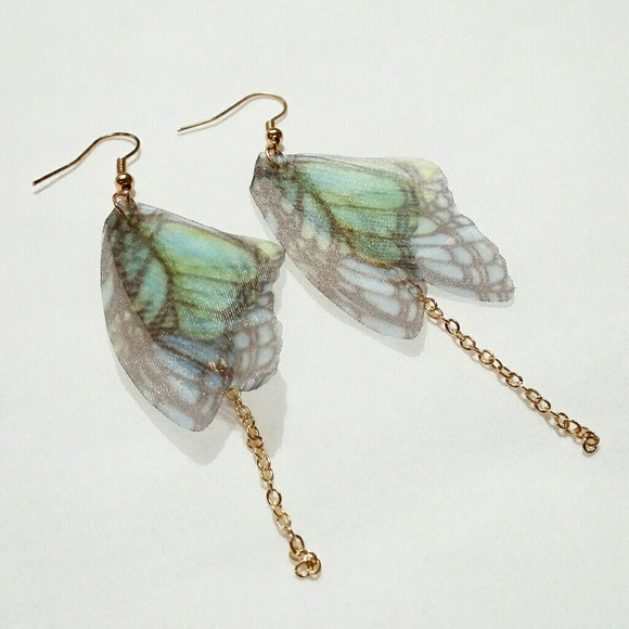 Wild Rose Boutique Jewelry - Butterfly wing dangle earrings